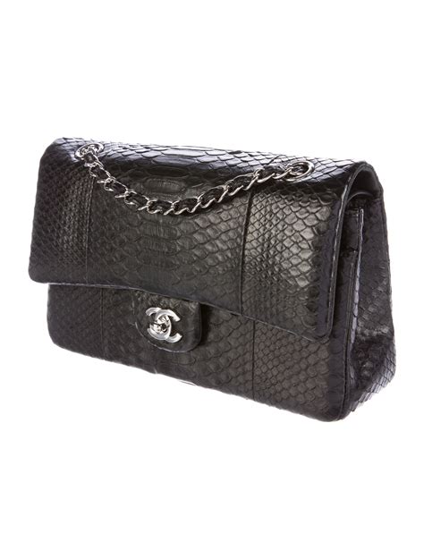 chanel python double flap bag